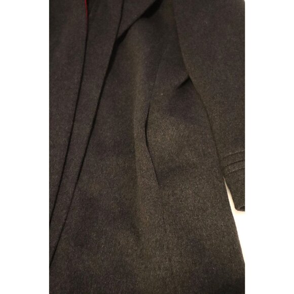 Karen Vintage Wool Coat Union Made Charcoal Red Collar 60s Mod Classic Old Money - Picture 9 of 12